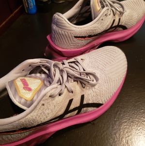 Asics Tennis shoes size 7, fuchsia and gray, barely worn.